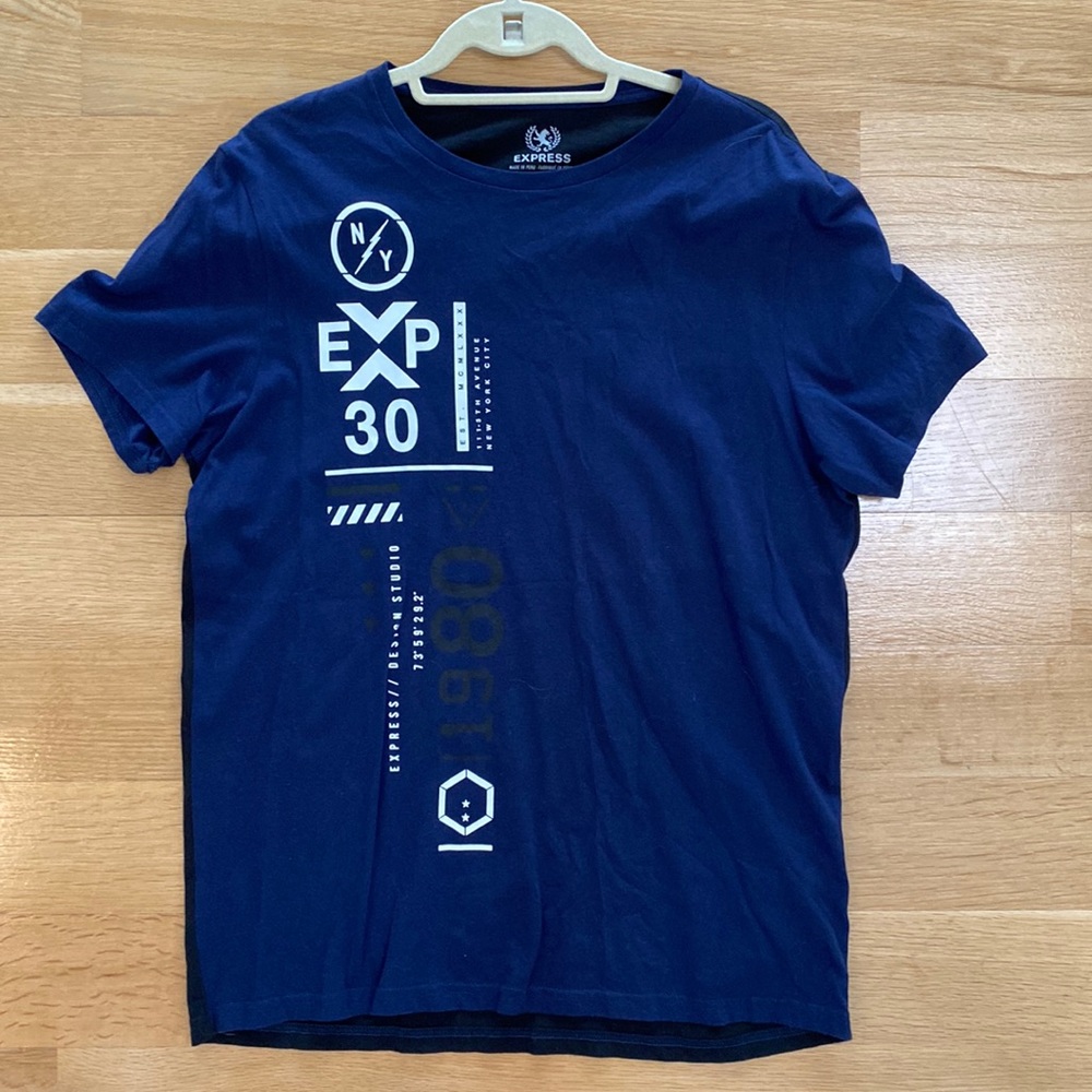 Express blue and black tee
